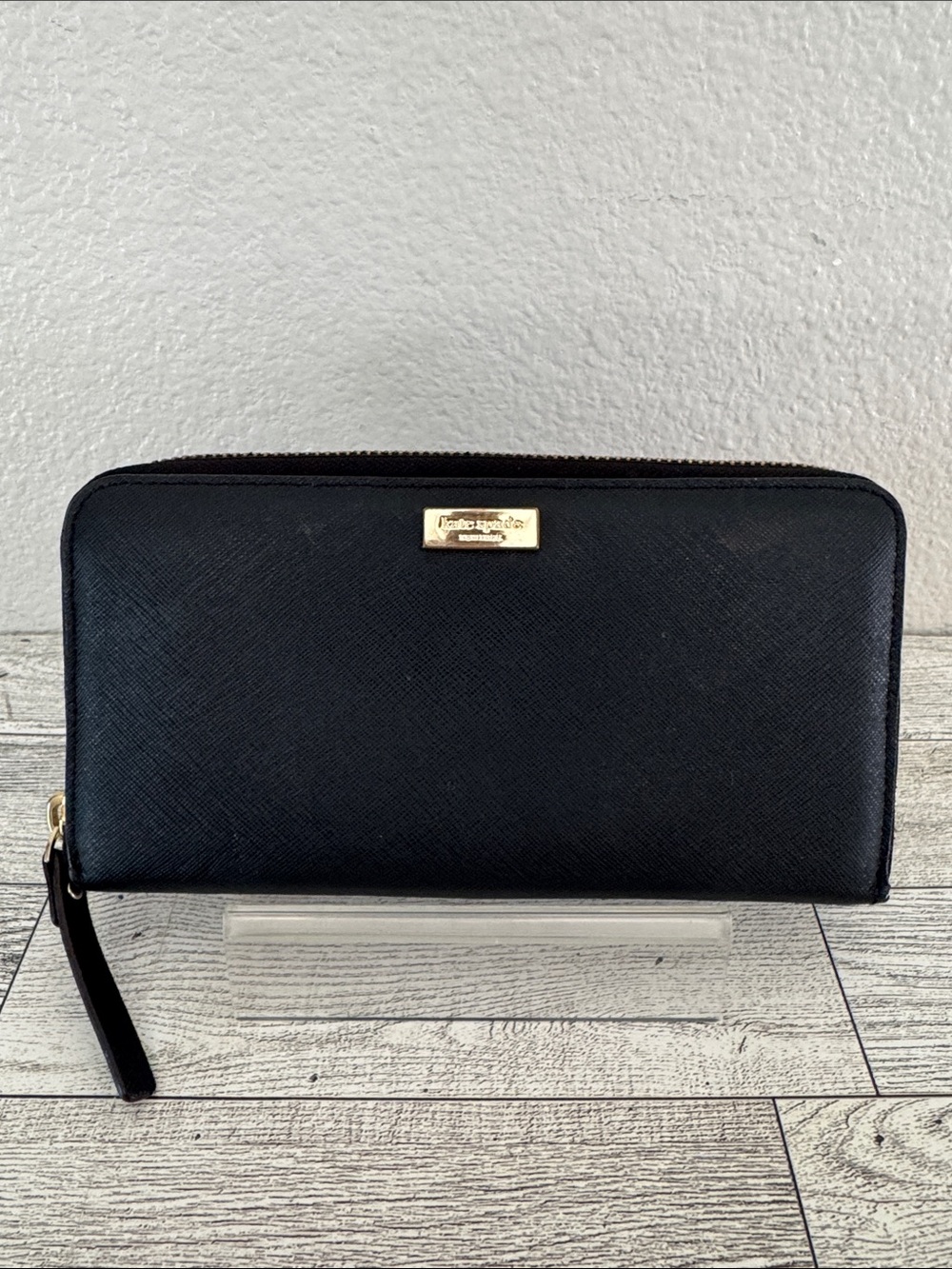 Kate Spade Black Leather Long 3/4 Zip Wallet
